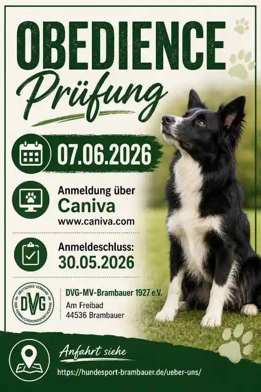 Obedience Prüfung am 7.6.2026